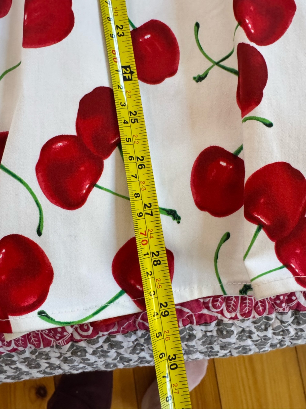 Cream Sundress with Red Cherry Print - Picture 7 of 9